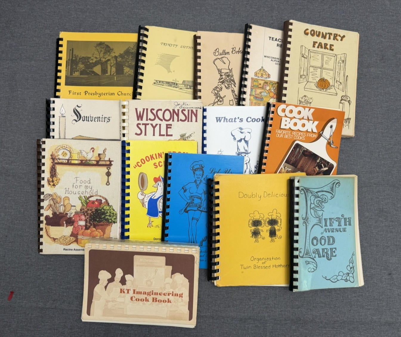 Community Cookbooks Vintage 1980s Lot of 15 Spiral Church Fundraiser Wisconsin