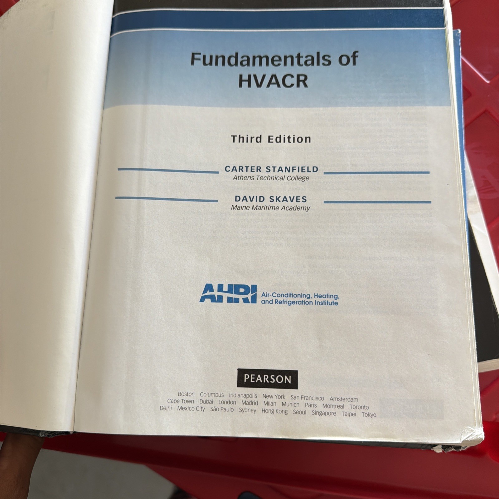 AHRI Fundamentals of HVACR by David Skaves and Carter Stanfield 3rd Ed Hardcover
