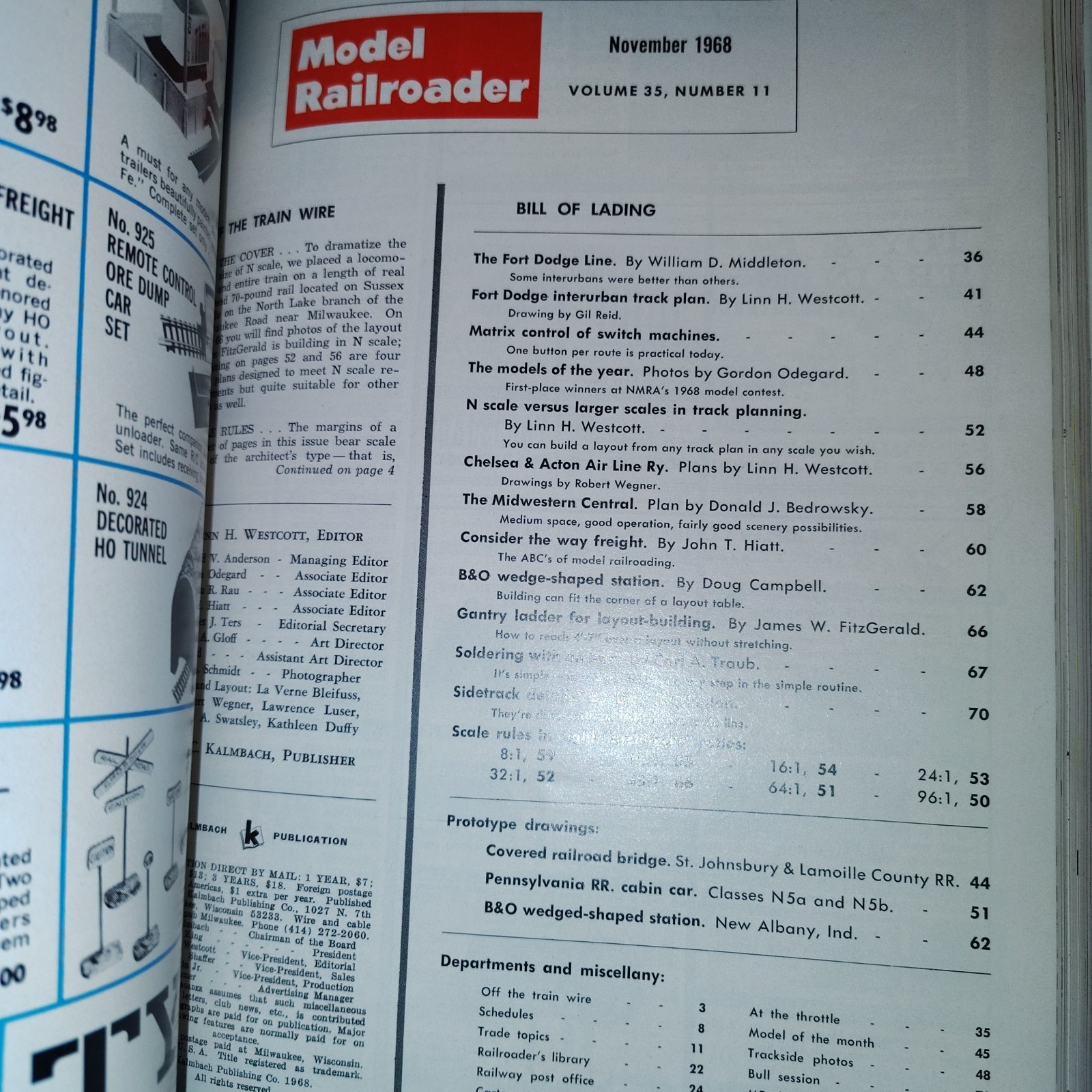 Model Railroader Magazine 1968 Complete Year Bound Volume 35 Hardcover Kalmbach