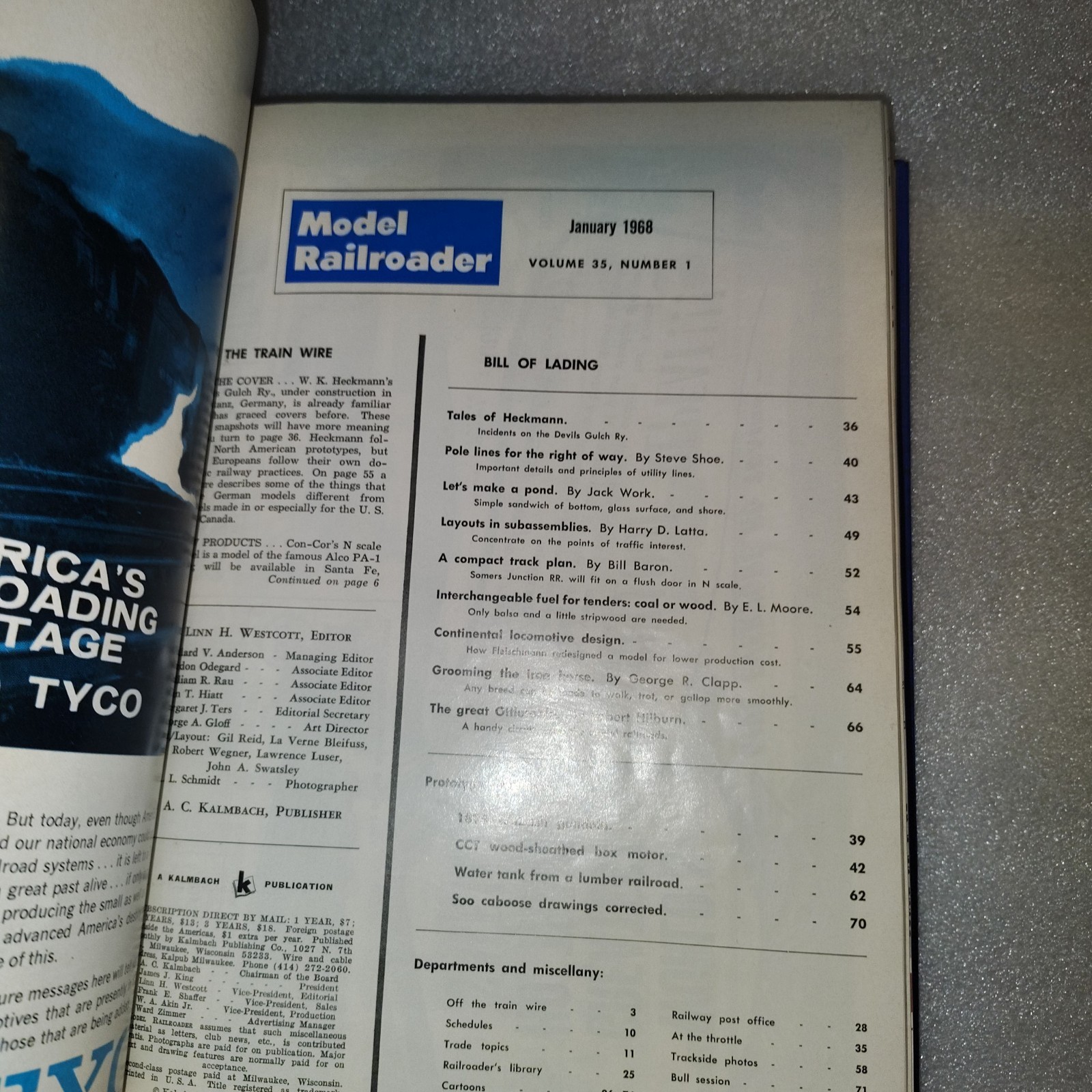 Model Railroader Magazine 1968 Complete Year Bound Volume 35 Hardcover Kalmbach