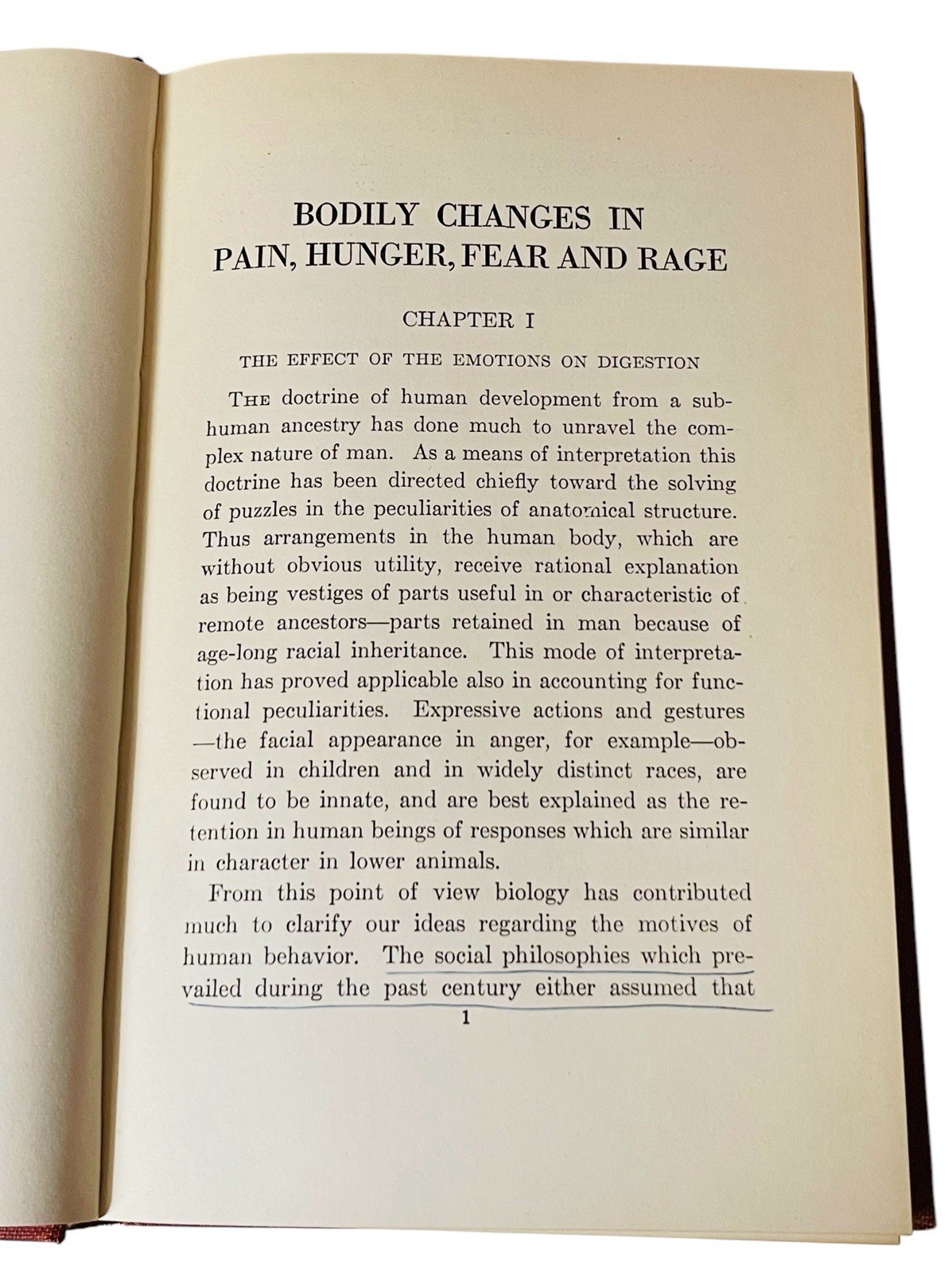 BODILY CHANGES IN PAIN HUNGER FEAR AND RAGE WALTER B. CANNON 1953 HUMANS BEASTS