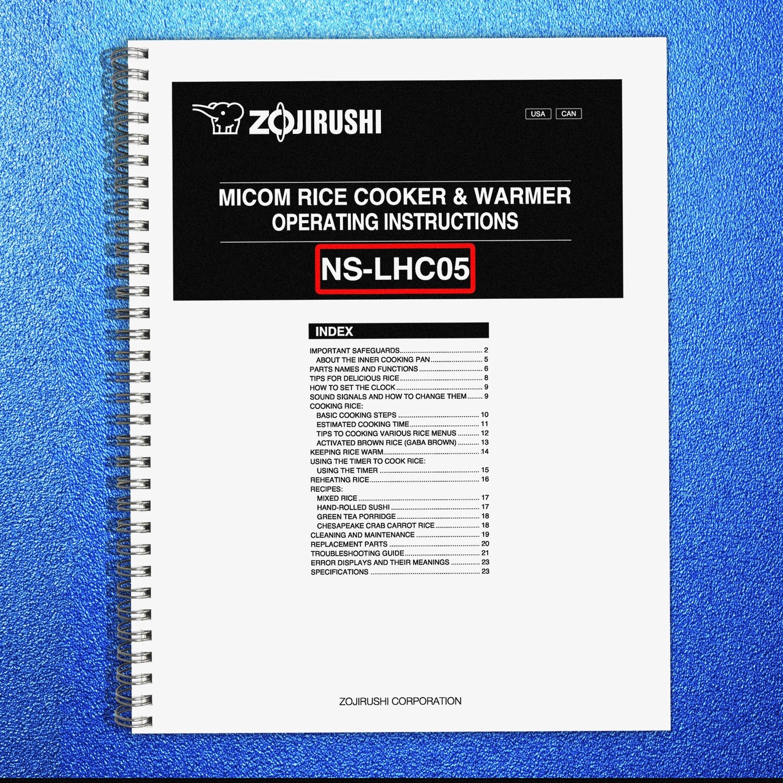 ZOJIRUSHI NS-LHC05 Micom Rice Cooker Warmer Operating Instructions Manual Manua