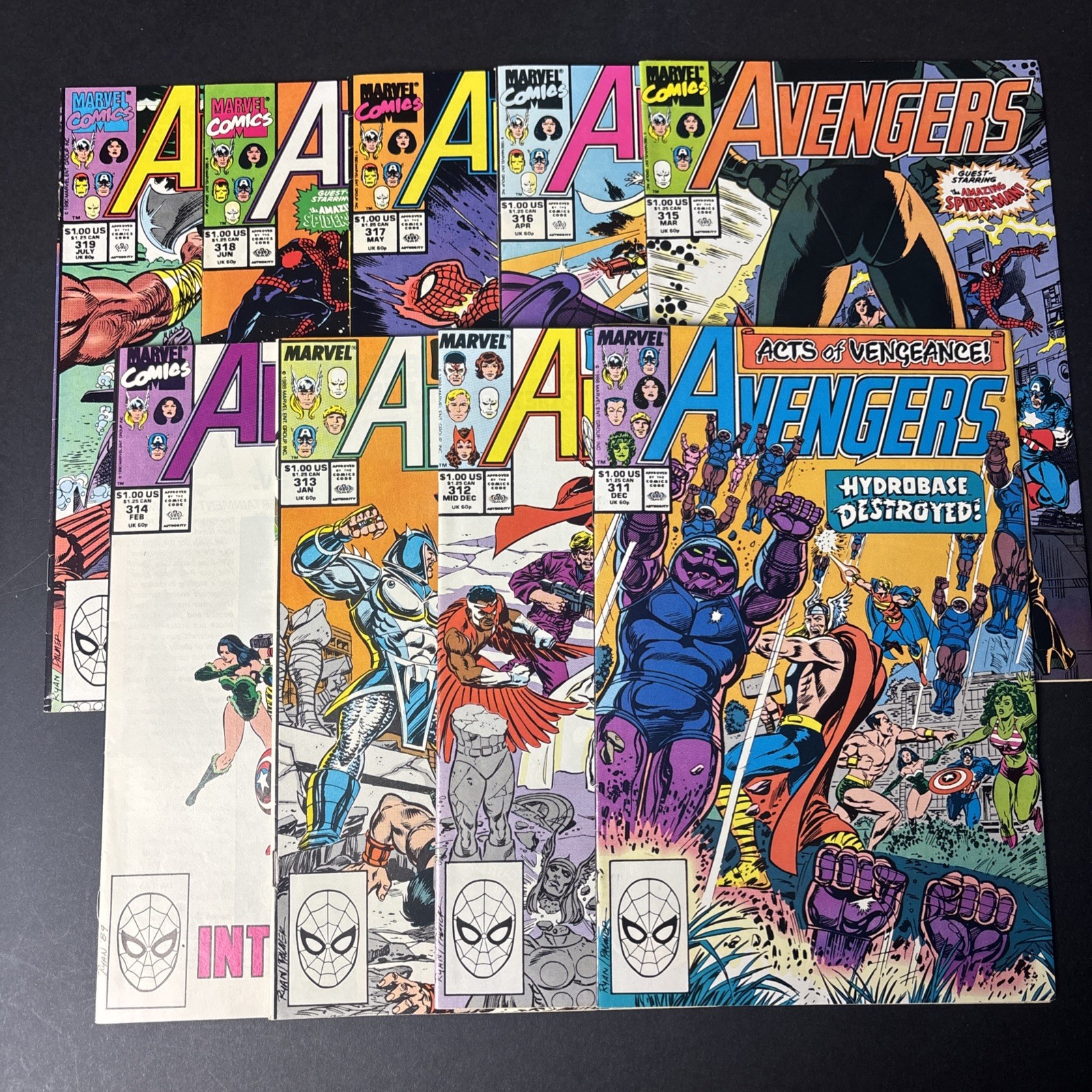 Avengers #311 – 319, Marvel Comics, Set of 9, 1988/90, Mid/High Grade