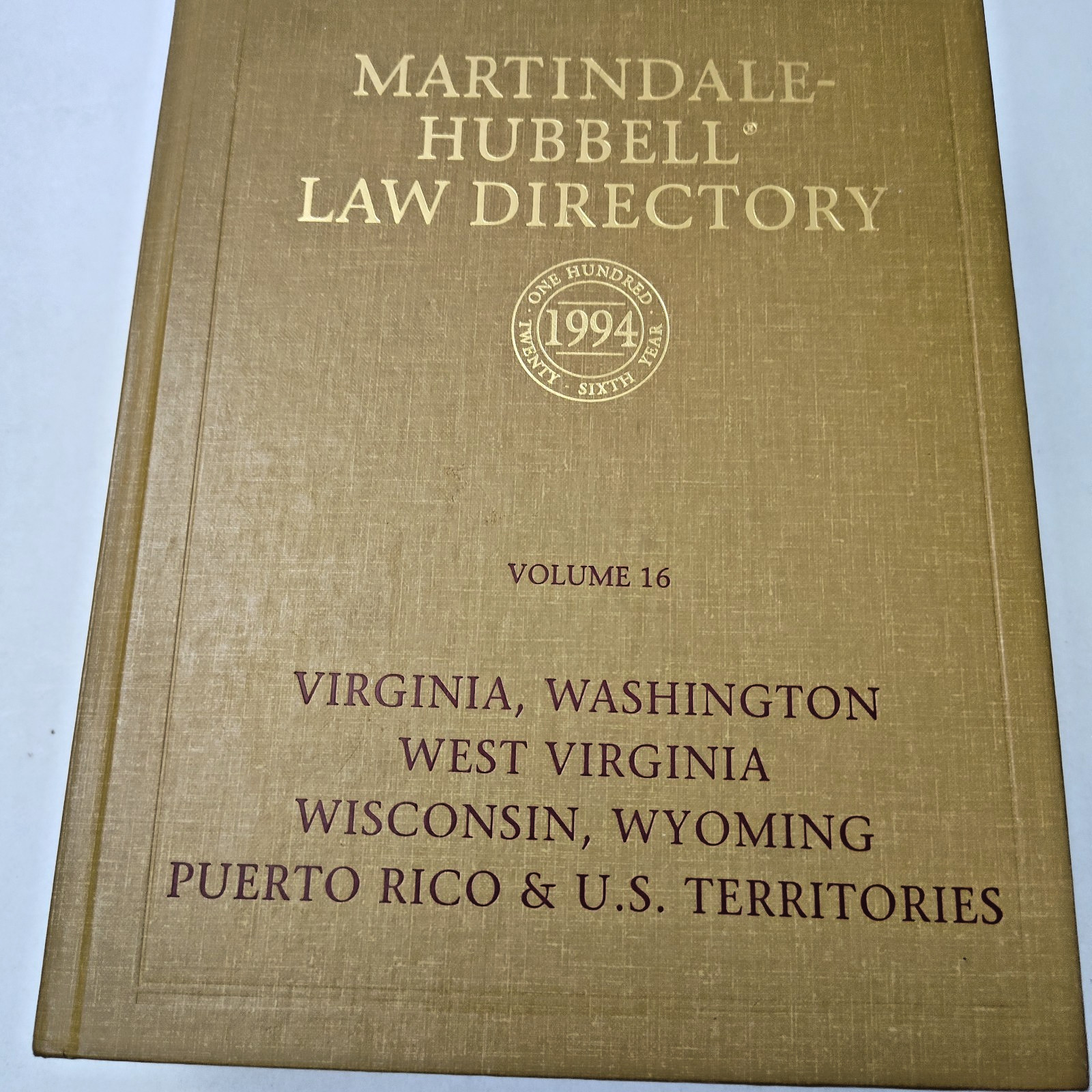 VTG 1994 Martindale-Hubbell Law Directory VA WA WI WY PR Legal Book – Vol 16