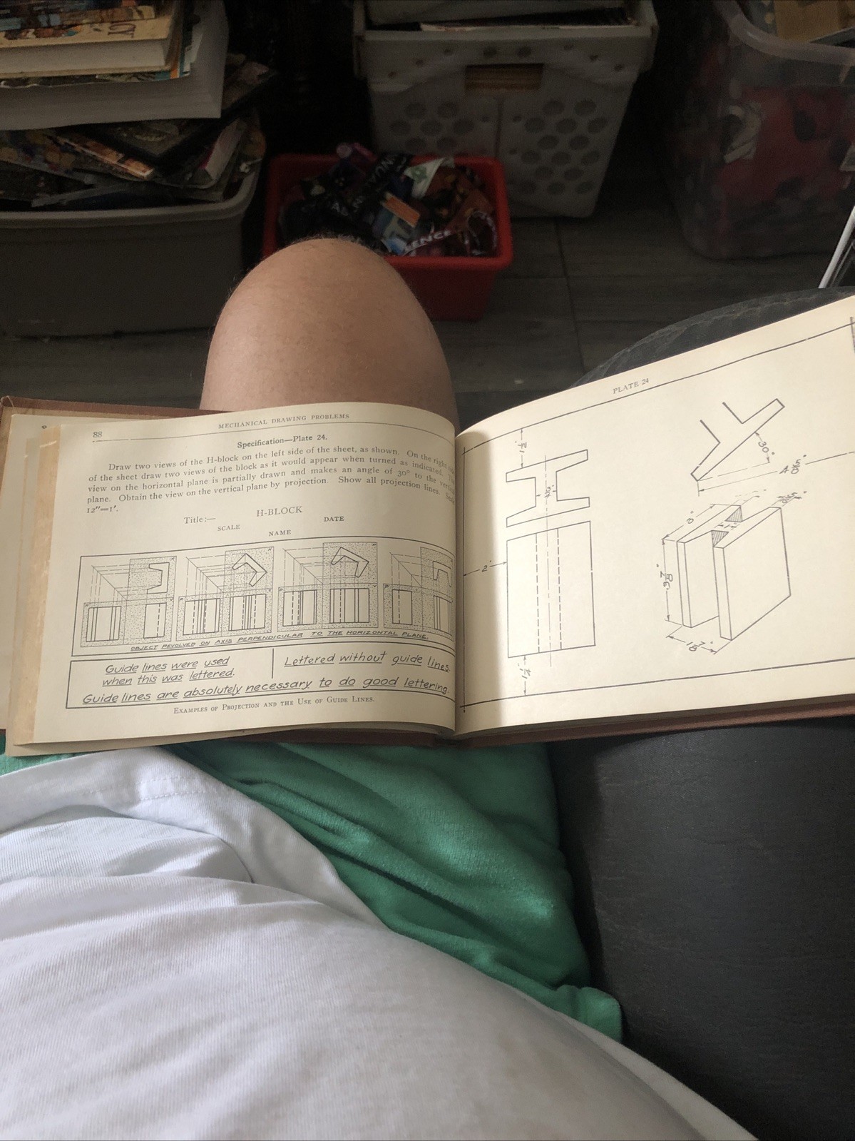 HTF Antique 1927 Mechanical Drawing Problems HC Berg & Kronquist School Textbook