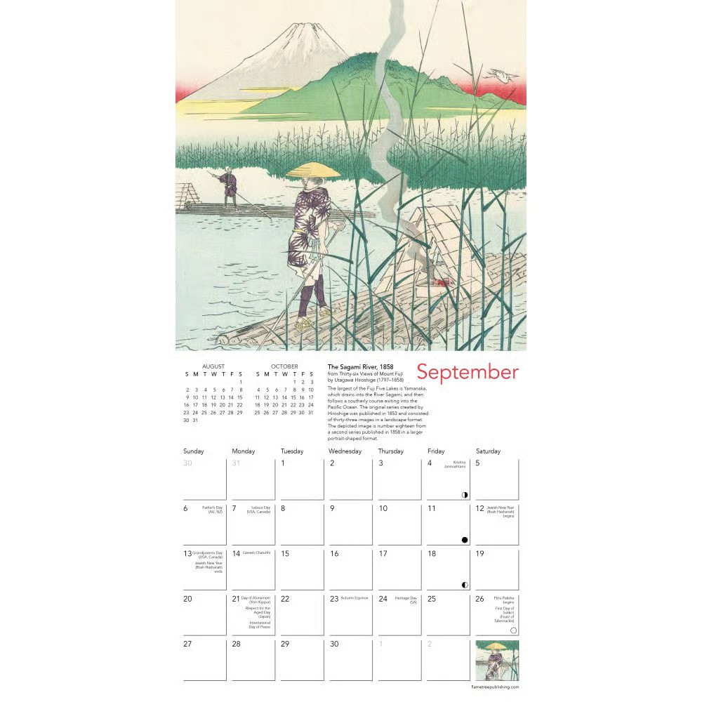 Flame Tree Publishing, Japanese Woodblocks 2026 Mini Wall Calendar