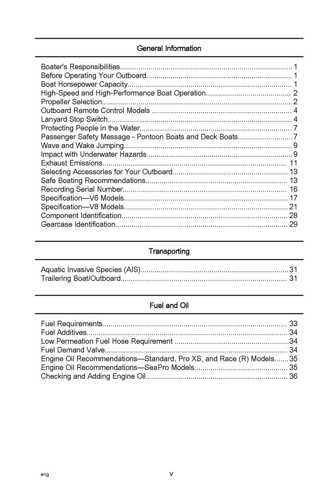 MERCURY V6 175 200 225 FourStroke Operation Maintenance Manual 2020, SPIRAL BIND