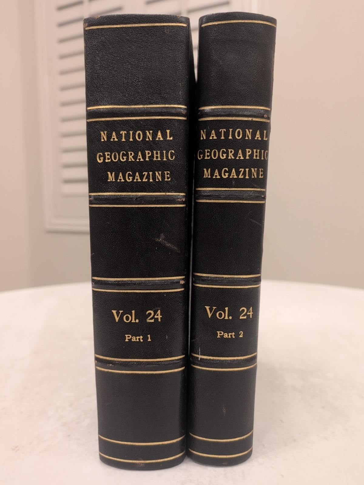1913 National Geographic Magazine Leather Bound Vol 24 Part 1 & 2 Map & Poster