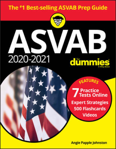 2020 / 2021 ASVAB For Dummies, Book + 7 Practice Tests Online + Flashcard – GOOD