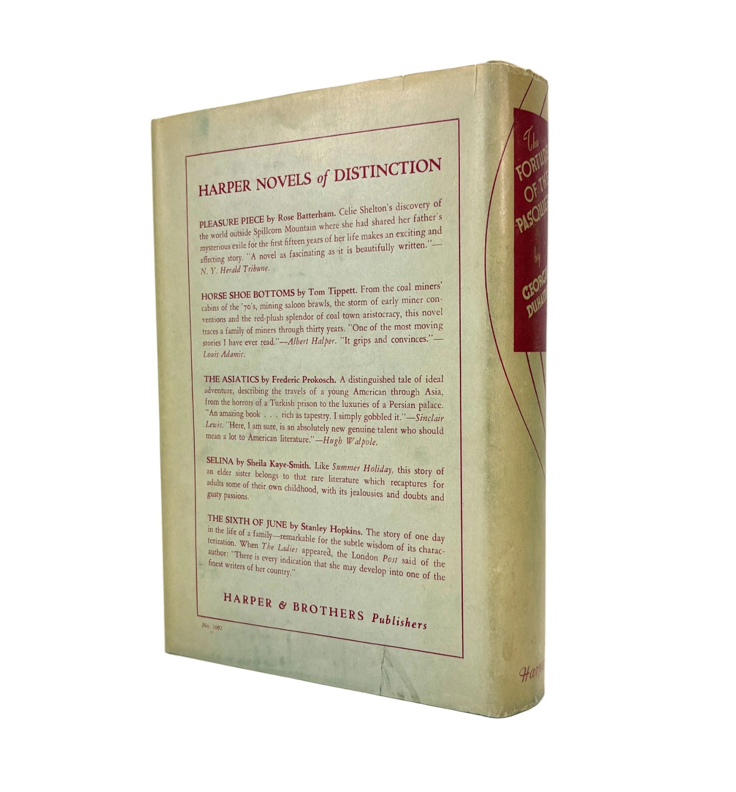 The Fortunes of the Pasquiers, by Georges Duhamel, Harper & Brothers 1935 1st ed