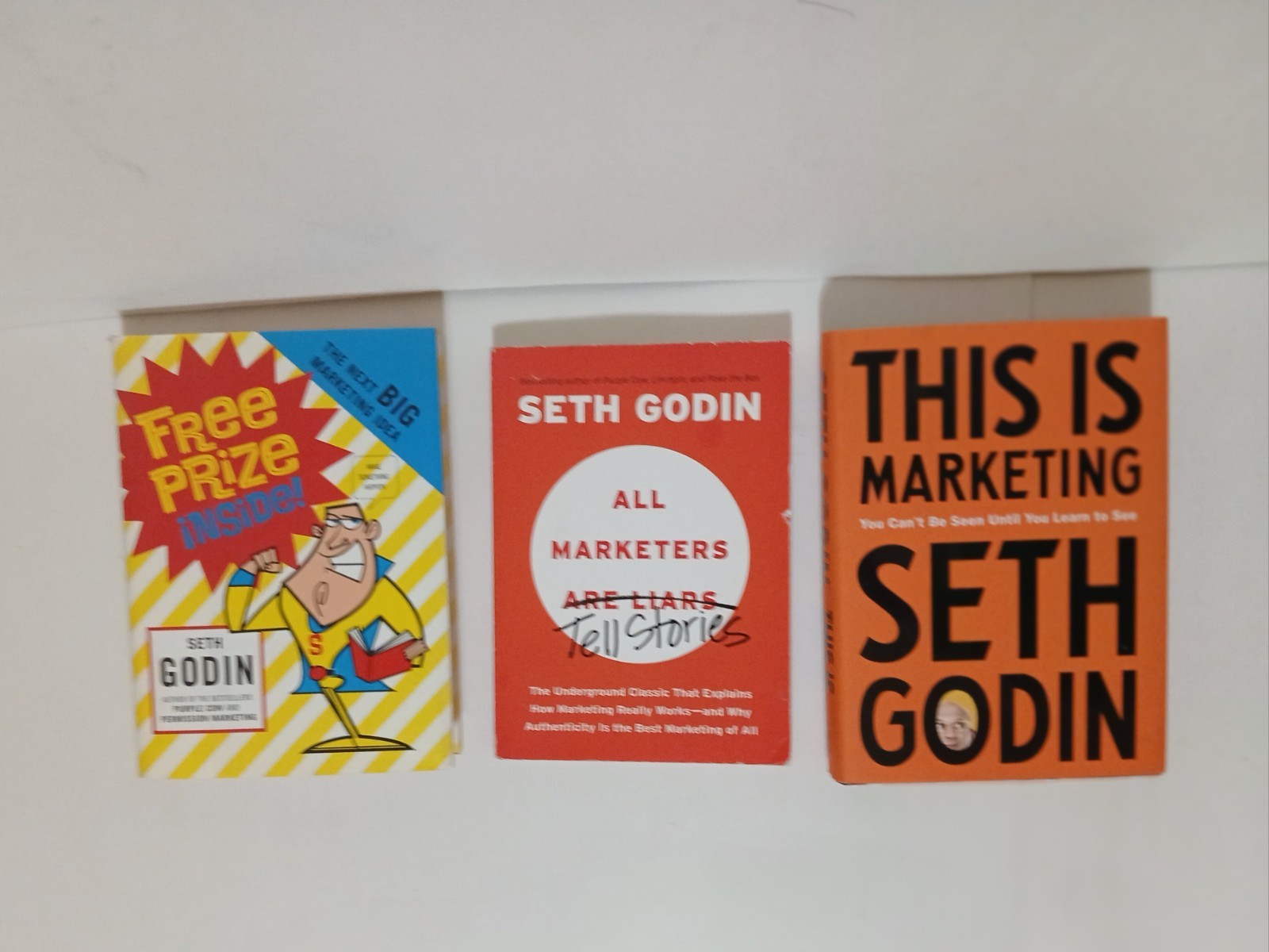 Lot Of 3 Books By Seth Godin, Free Prize, All Marketers Have Stories, This Is M
