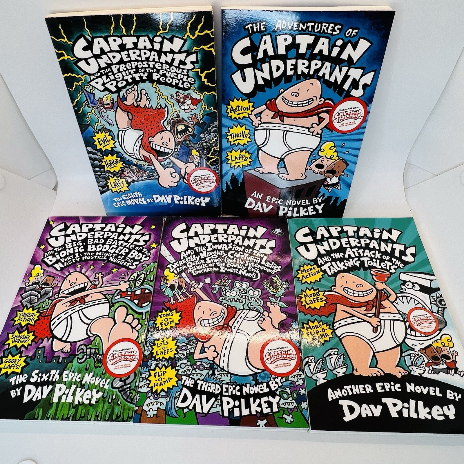 Captain Underpants 7 Book Lot Dav Pilkey Paperback Hardcover Full Color