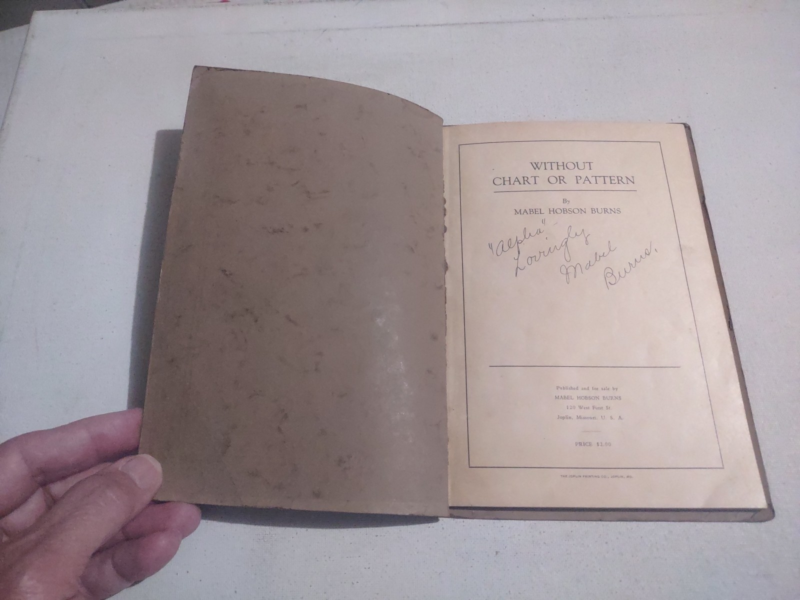 WITHOUT CHART OR PATTERN SIGNED 1927 1ST EDITION SC BOOK BY MABEL HOBSON BURNS