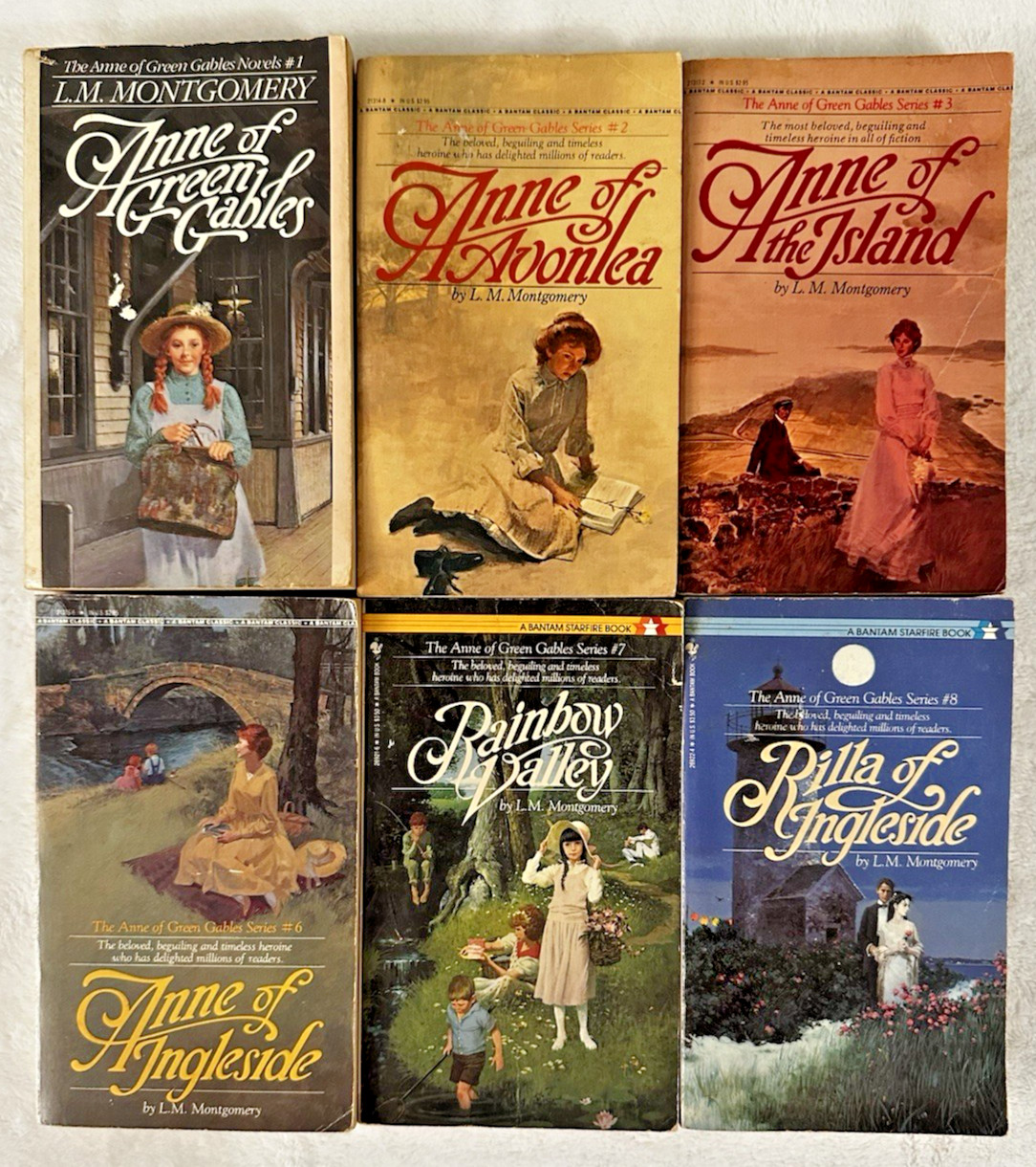 Anne of Green Gables LM Montgomery 6 Paperback Books Bantam 80’s (1,2,3,6,7,8)