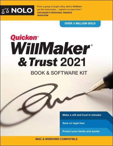 Quicken Willmaker & Trust 2021: Book & Software Kit, Nolo, Editors of, Good Book