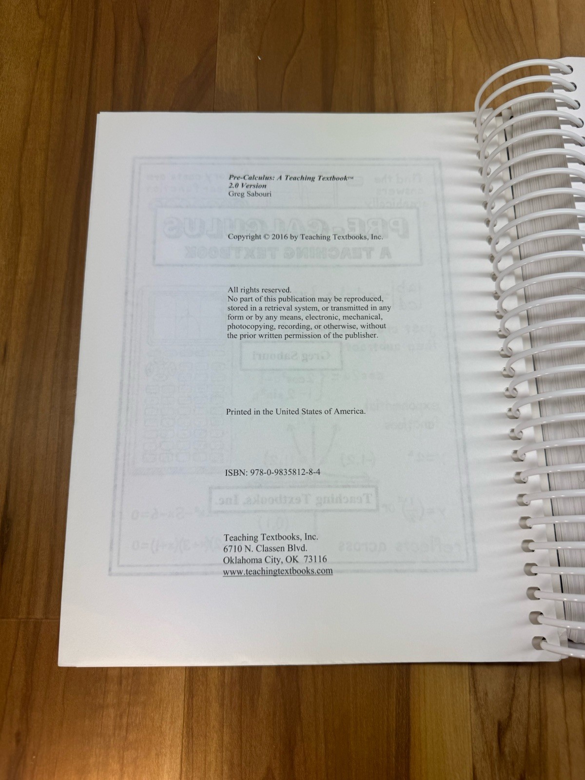 A Teaching Textbook: Pre-Calculus Student Textbook & Answer Key/Test Bank