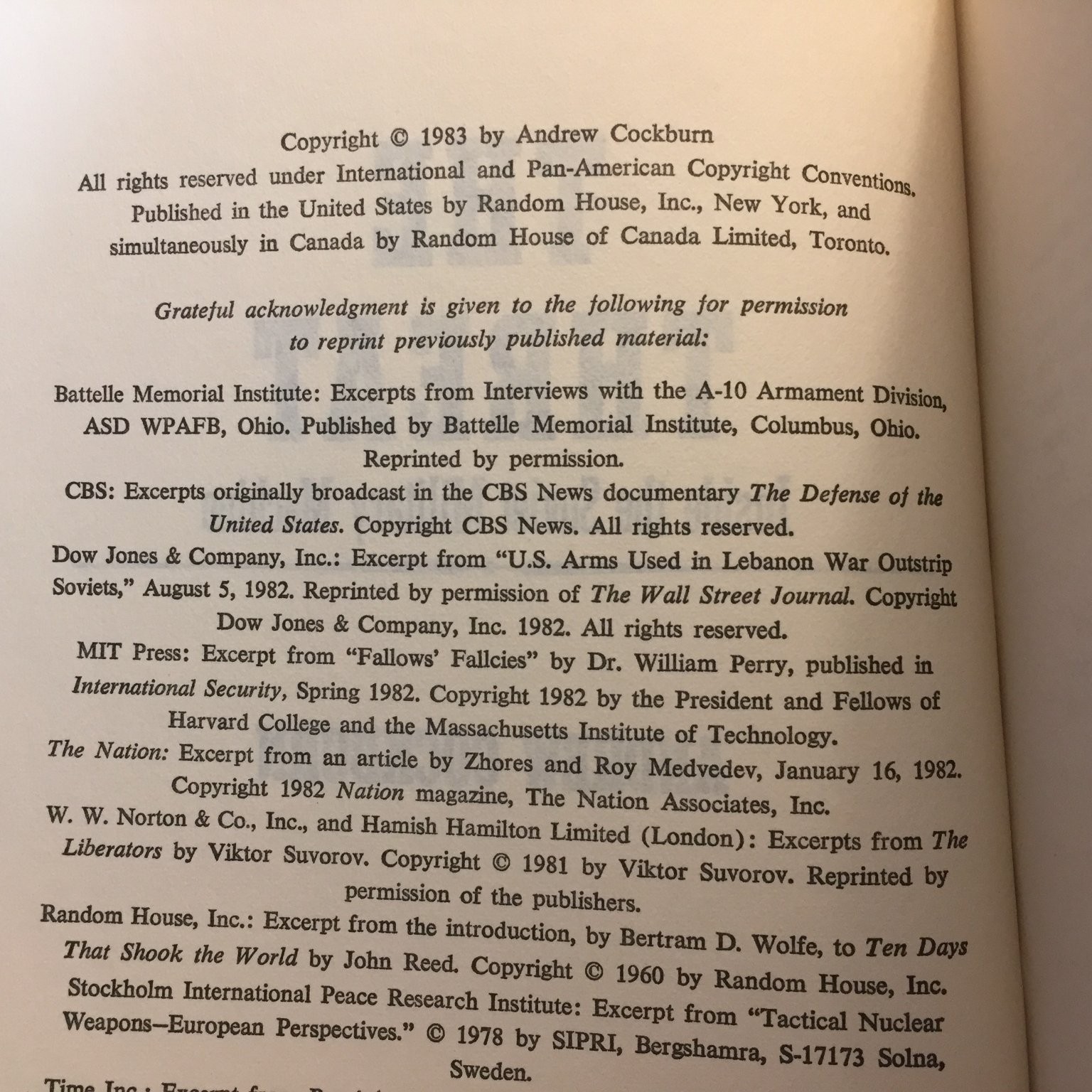 The Threat Inside the Soviet Military Machine Hardcover Andrew Cockburn 1983