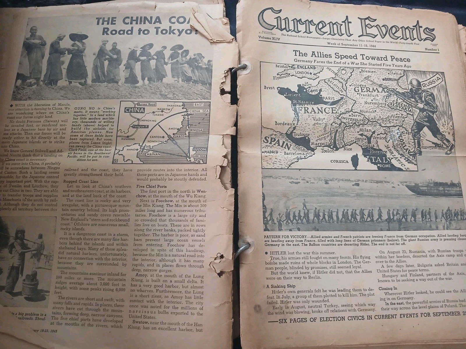 Current Events The National School Paper September 11 ’44 – May 14 ’45 32 issues