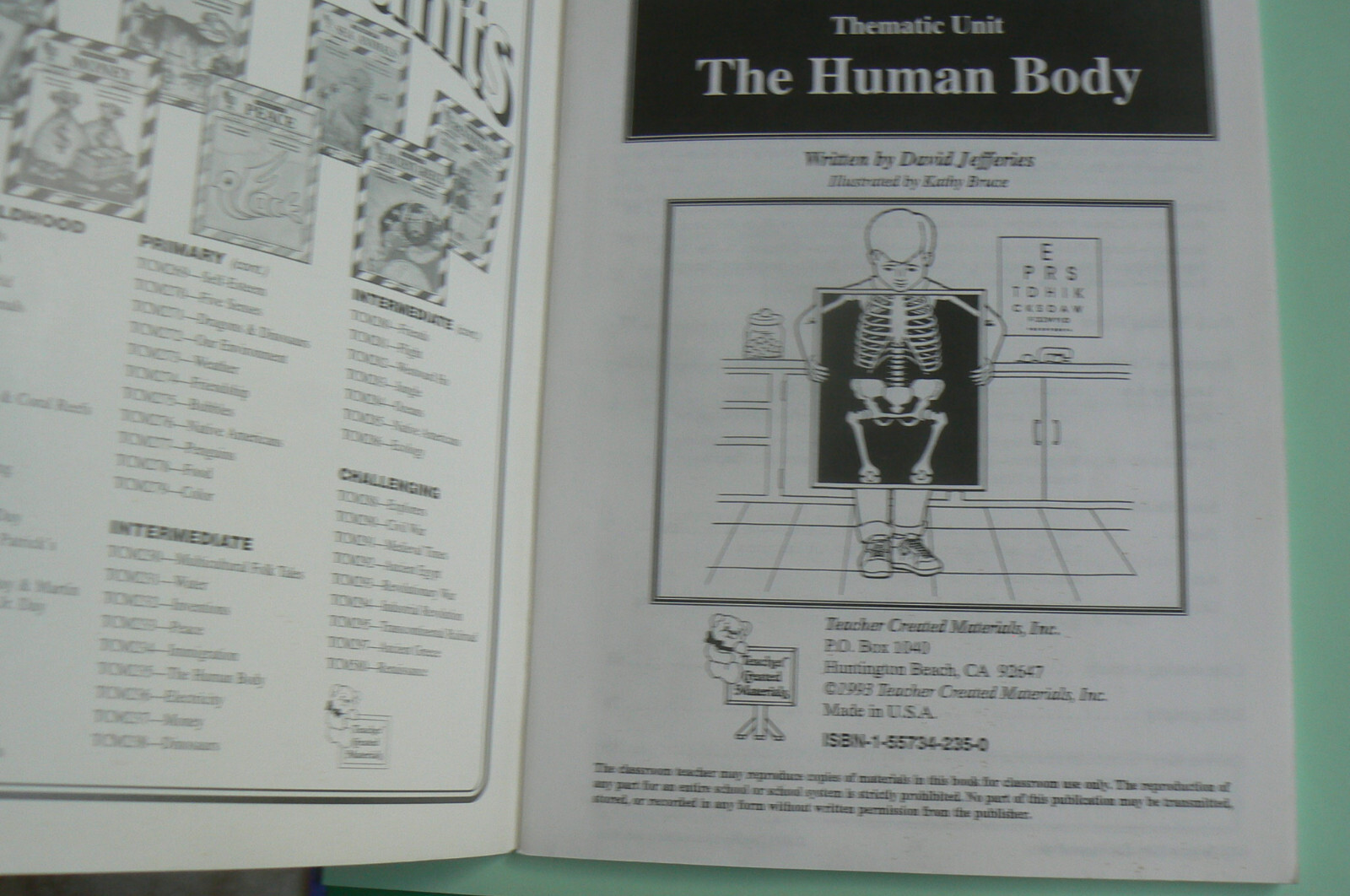 Teacher Created Materials : Thematic Unit HUMAN BODY, gr.5 6 7 8 TCM 235 interme