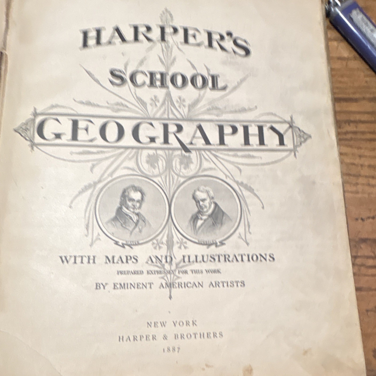 Harper & Brothers School Geography Hardcover Illustrated Book 1887
