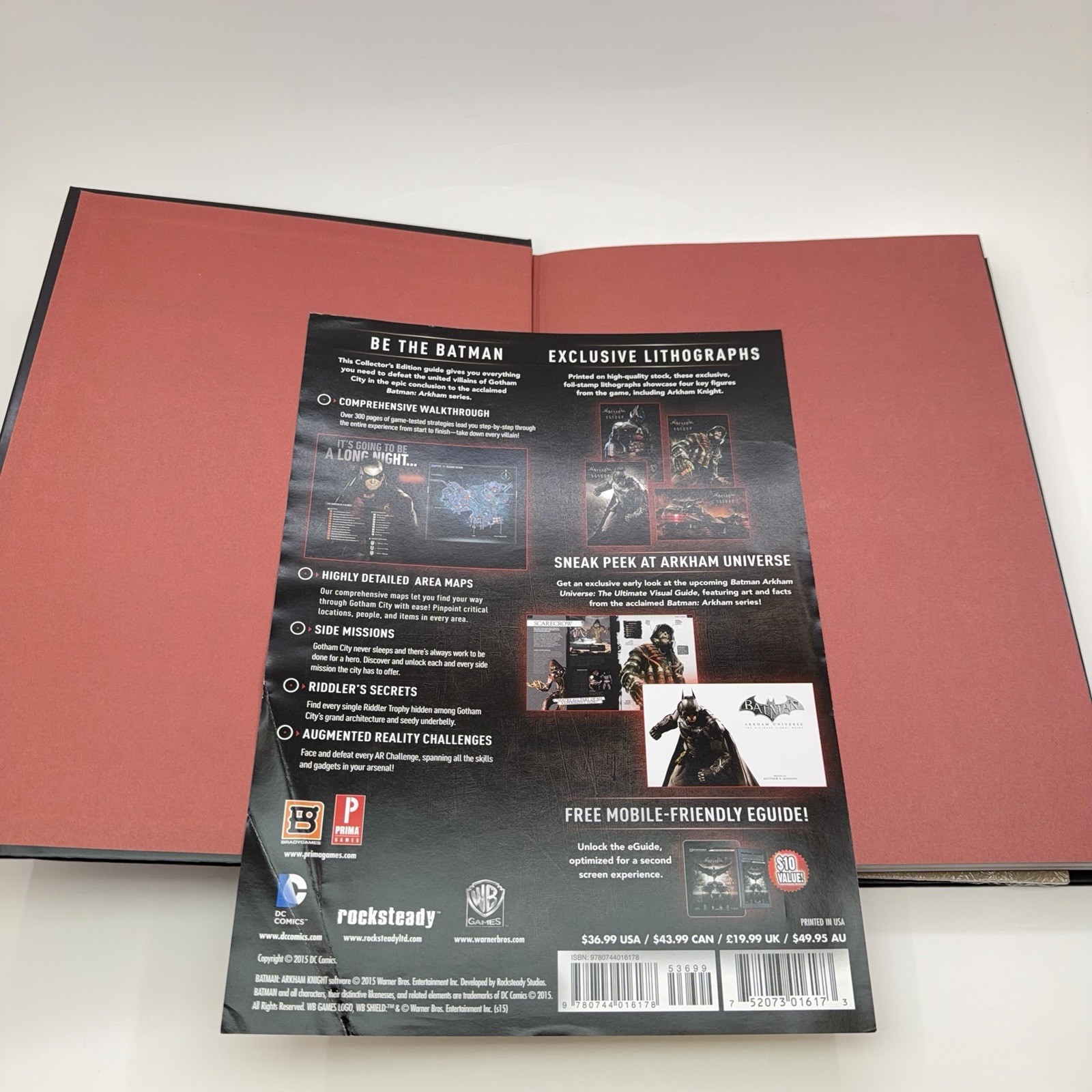 Batman: Arkham Knight Collector’s Edition BradyGames Hardcover with Lithographs