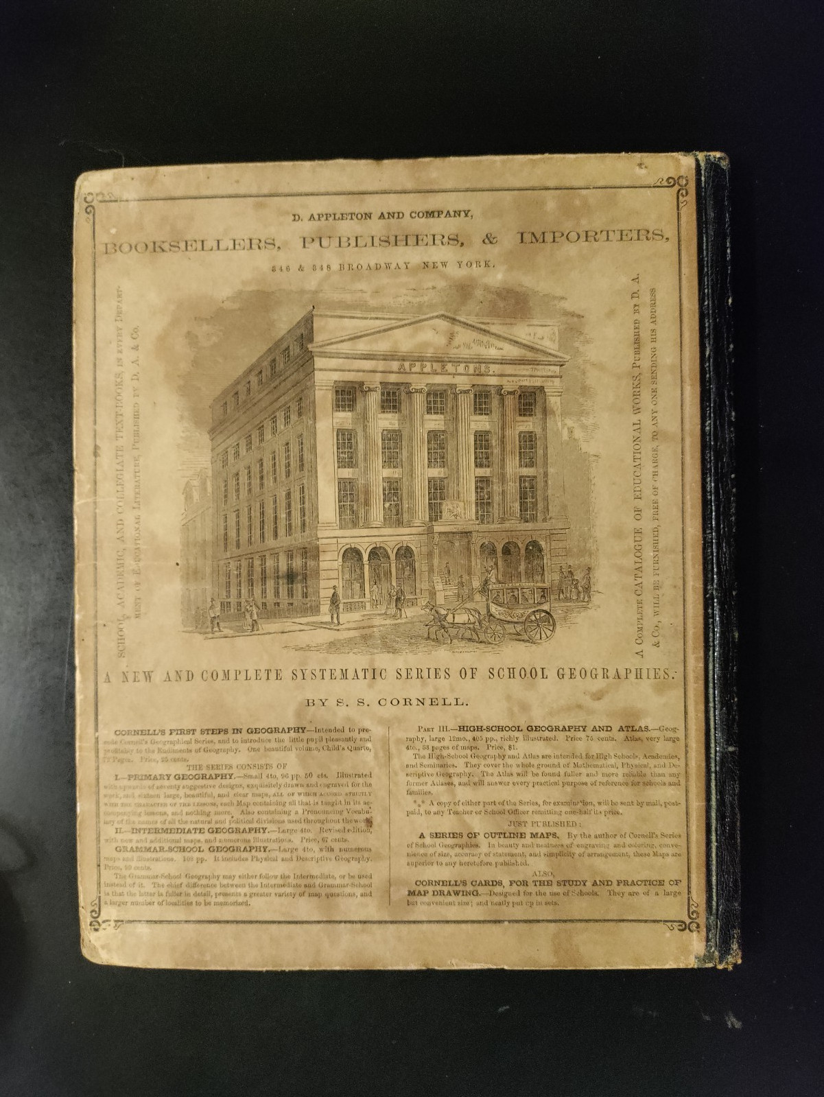 Cornell’s Intermediate Geography by S.S. Cornell 1855 HC