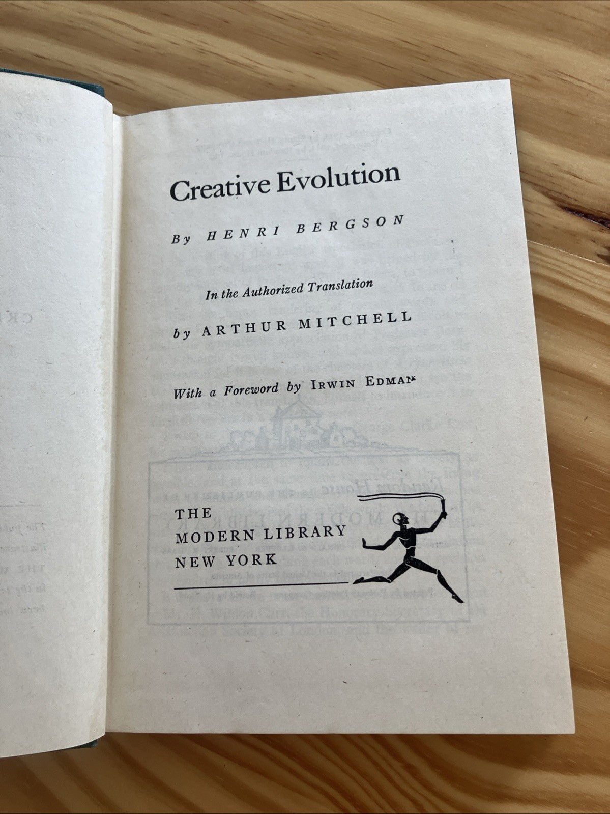CREATIVE EVOLUTION HenriBergson 1944 ModernLibrary #231 HC/DJ ArthurMitchell