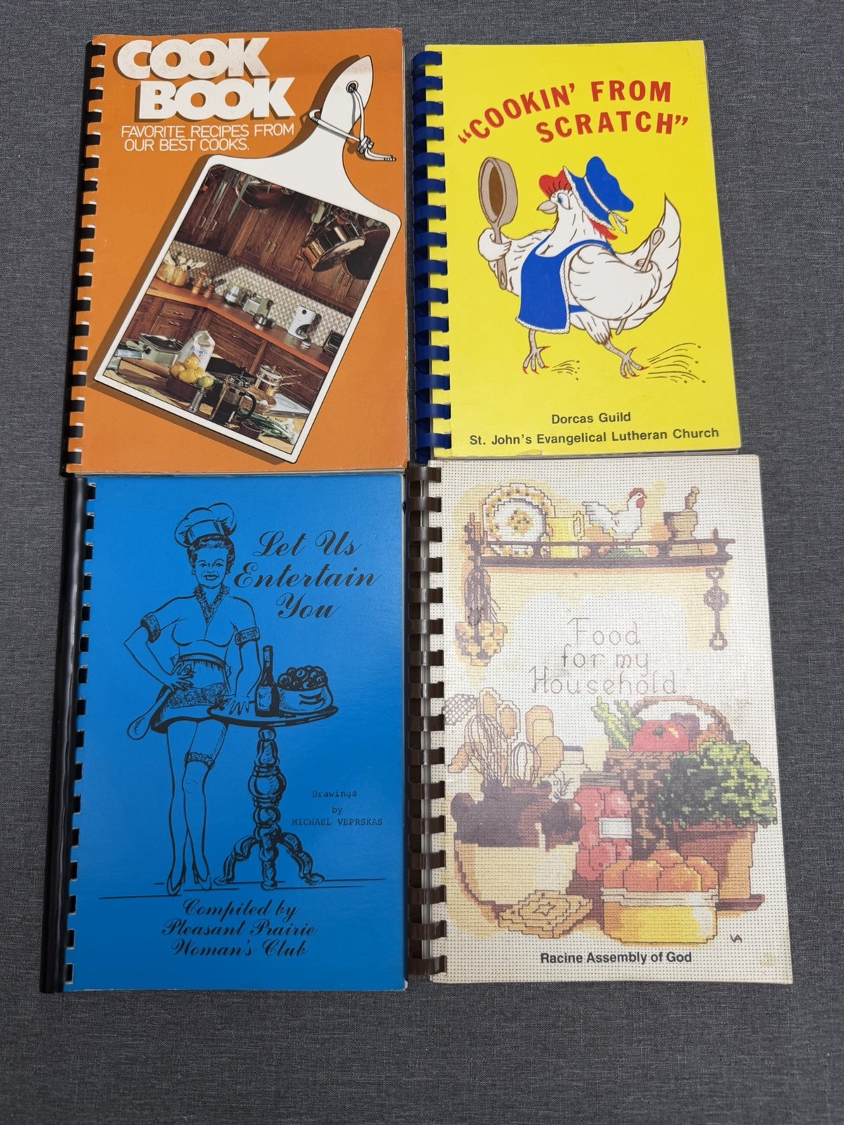 Community Cookbooks Vintage 1980s Lot of 15 Spiral Church Fundraiser Wisconsin