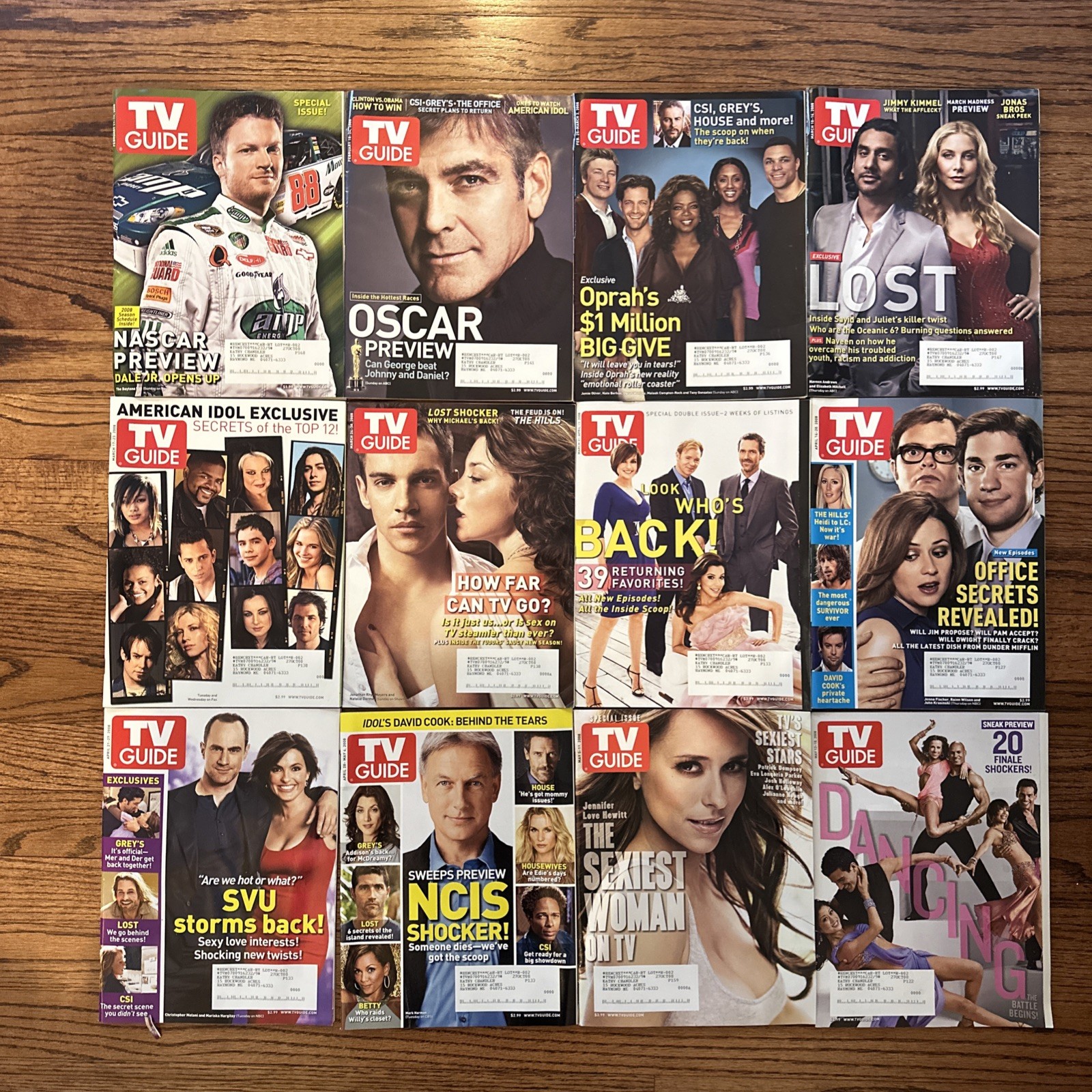 (12) VINTAGE TV GUIDE ISSUES FEBRUARY – MAY 2008 ~ DALE JR, LOST, GREY’S, CSI