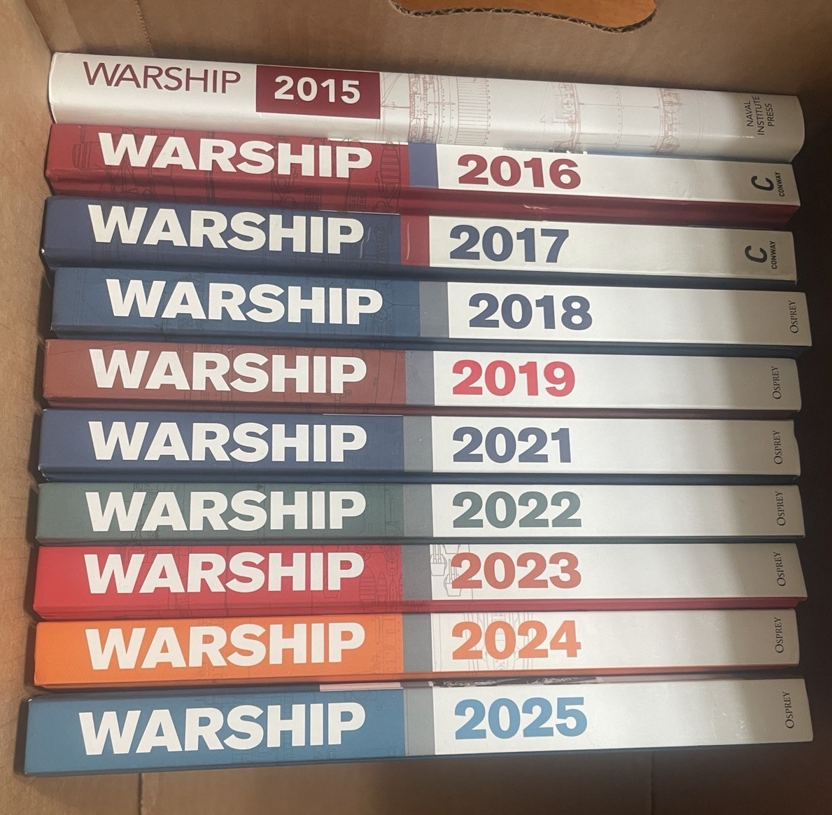 LOT – 10 Osprey Hardcover Warship Books, B&W, 225 Pages, 2015-2019 & 2021-2025