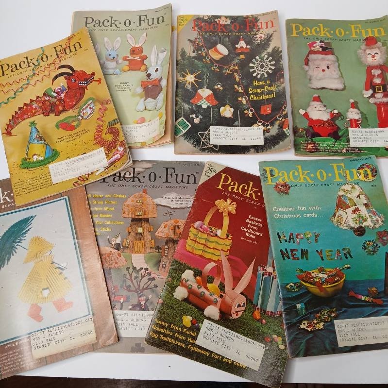 Pack-O-Fun Scrap-Craft Magazines 1975-1977 Lot Of 8 Holiday Christmas, Easter
