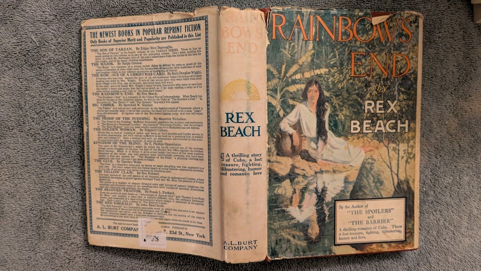 Rex Beach, RAINBOW’S END, 1916, A.L. Burt Company, HB, DJ, 376 Pages, Vintage
