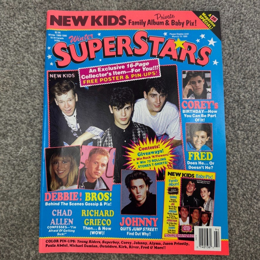 Superstars Magazine Winter 1989-90 NKOTB Haim Gibson Savage & Depp & Grieco