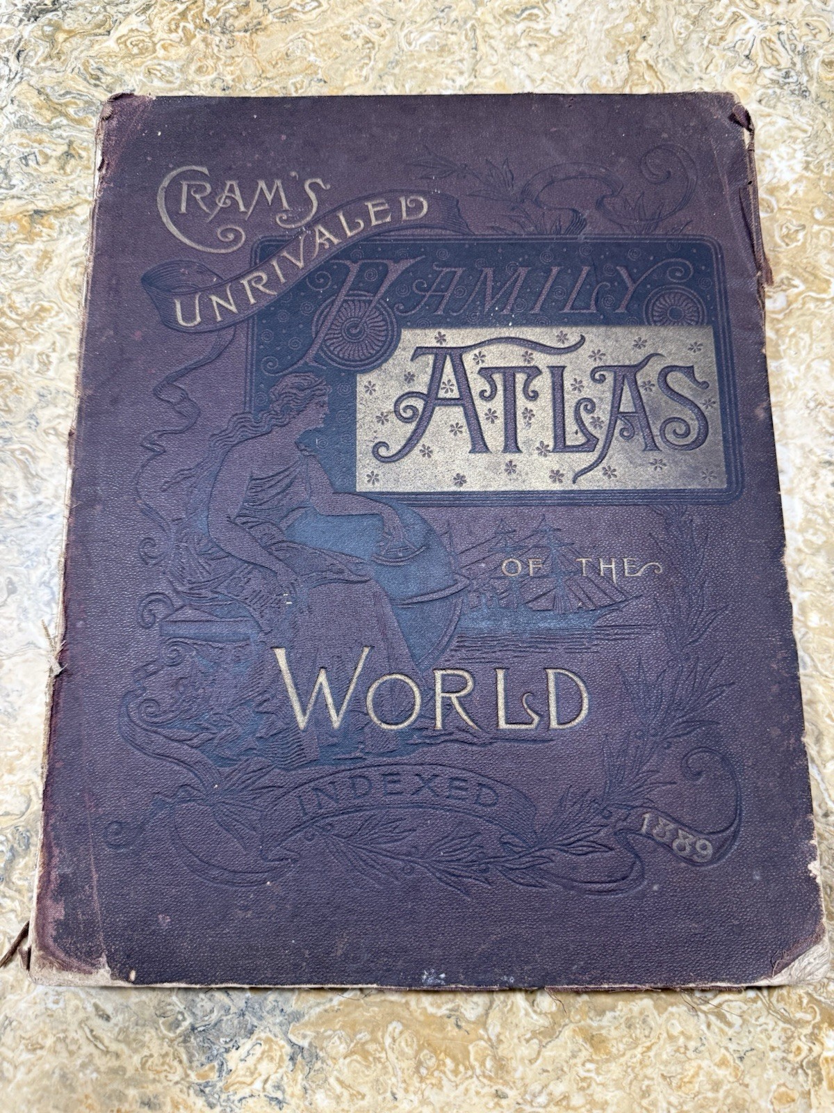 1889 Cram’s Unrivaled Family Atlas of The World – Damaged Binding Colored Maps