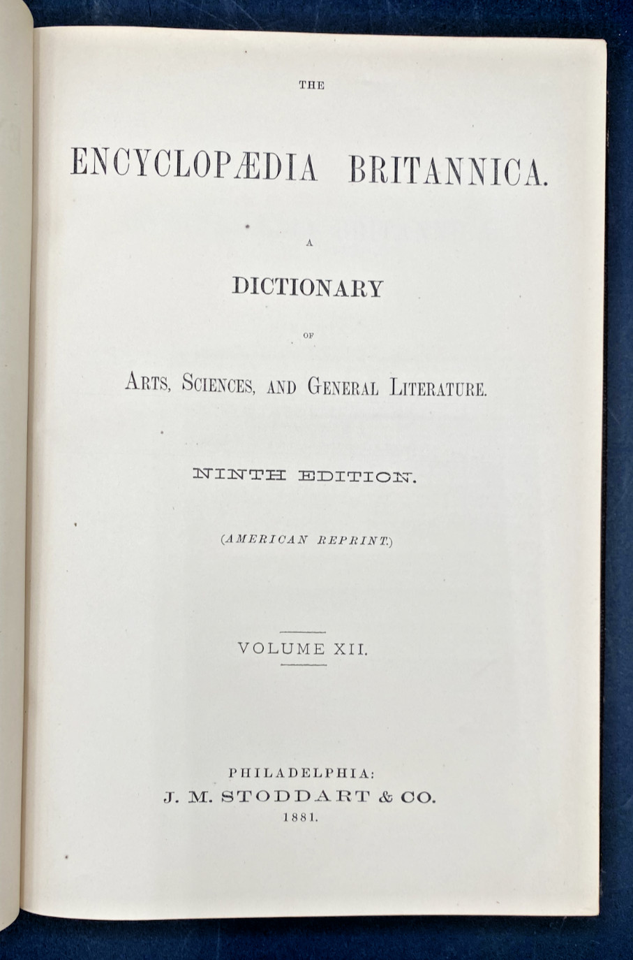 1881 ENCYCLOPEDIA BRITANNICA 9TH ED STODDART AMERICAN REPRINT VOL XII HIR.-IND.