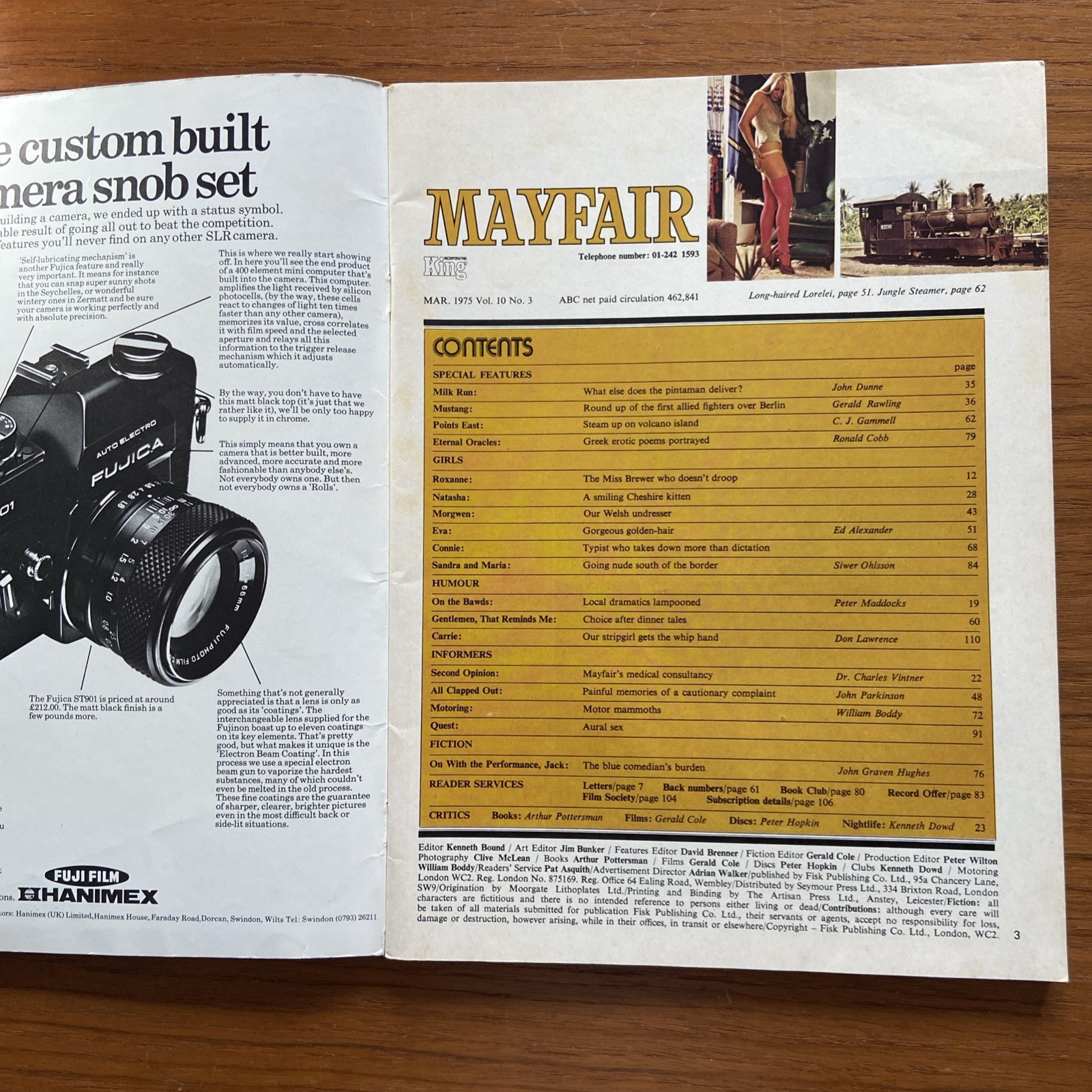 Vintage Mayfair Magazine Vol. 10 No. 3 March 1975 Eva Von Bork