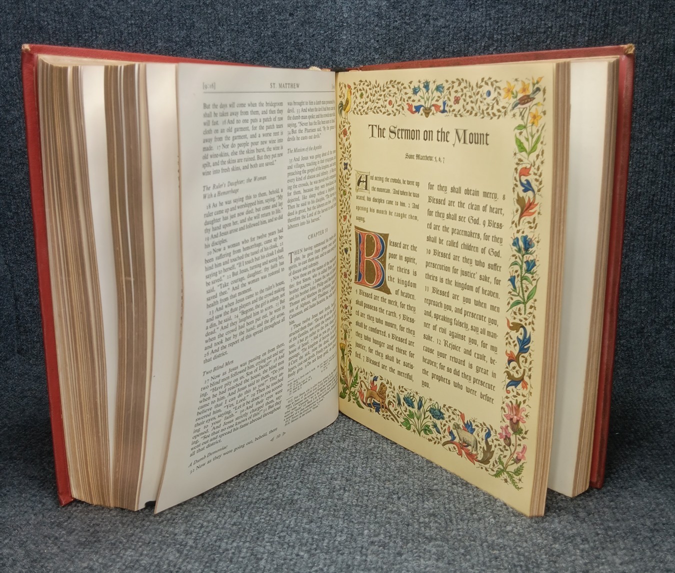 Vintage Holy Bible Confraternity Douay Red Leather Gilt Edges Catholic