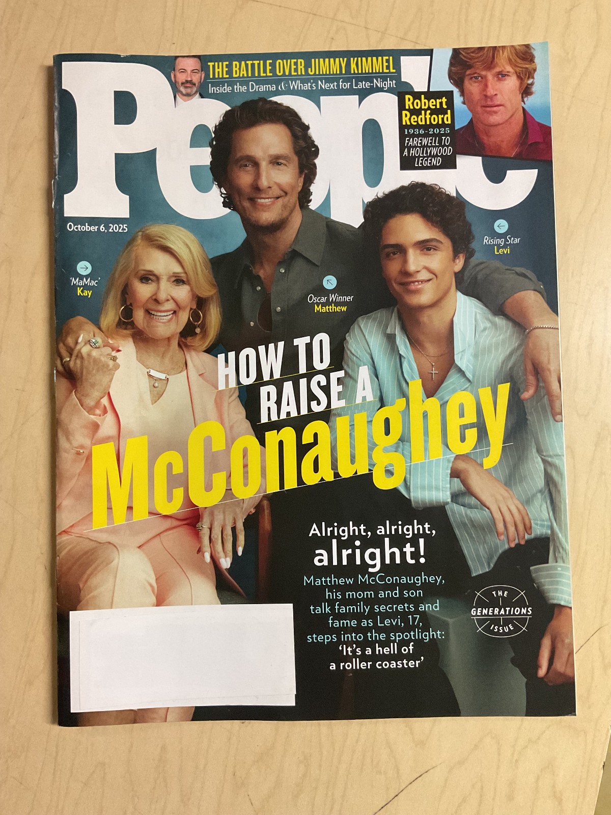 october 6, 2025 People Magazine How to Raise A McConaughey cover Robert Redford