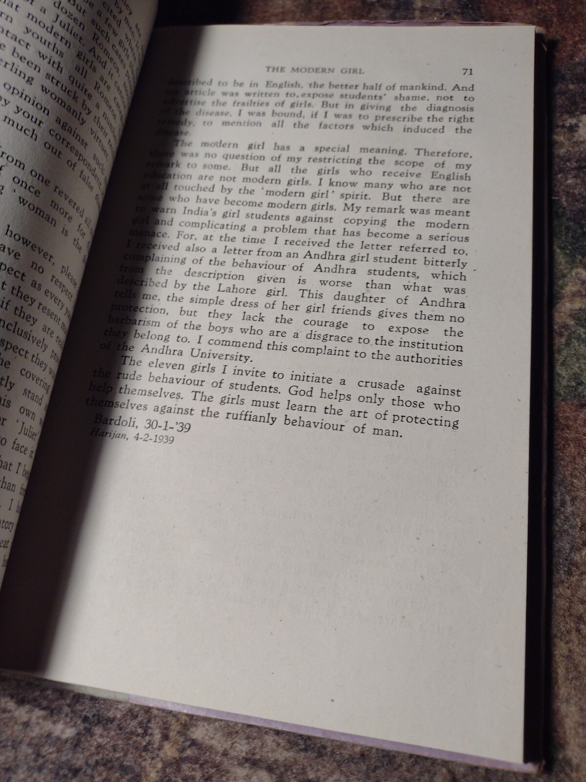 Women and Social Injustice by M. K. Gandhi -1947 3rd Edition -Hardcover Enlarged