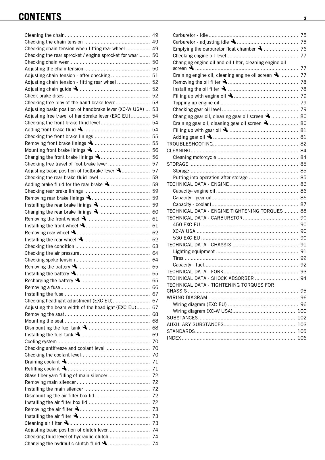 KTM 450 EXC EU 530 EXC EU 450 XC-W USA Owners Manual 2010 – WIRE BOUND – COVERS