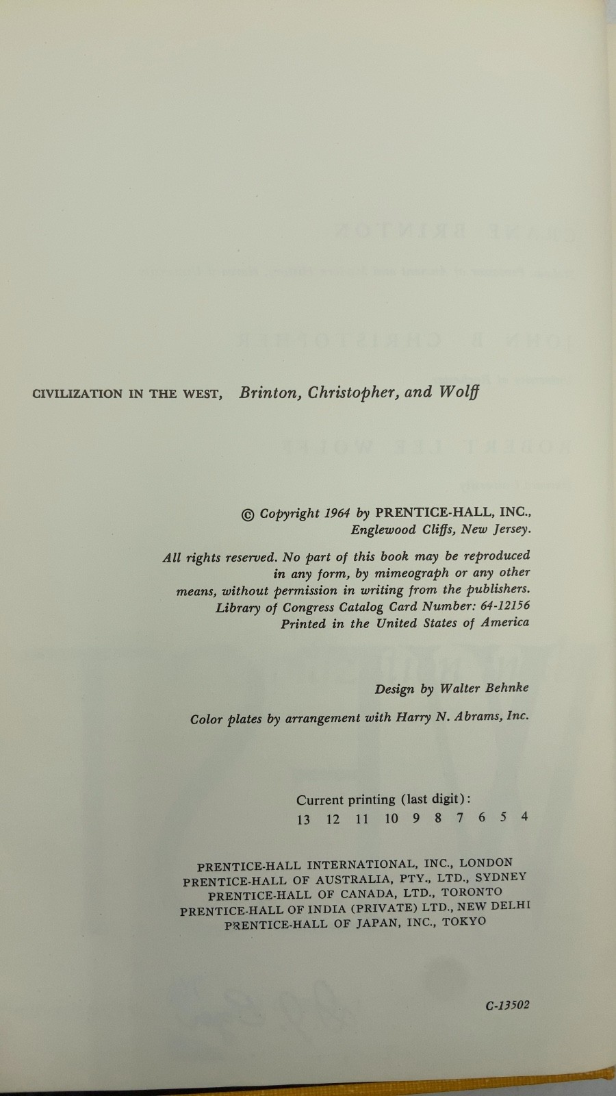 Civilization in the West Crane Brinton, John B. Christopher, Robert Lee Wolff…