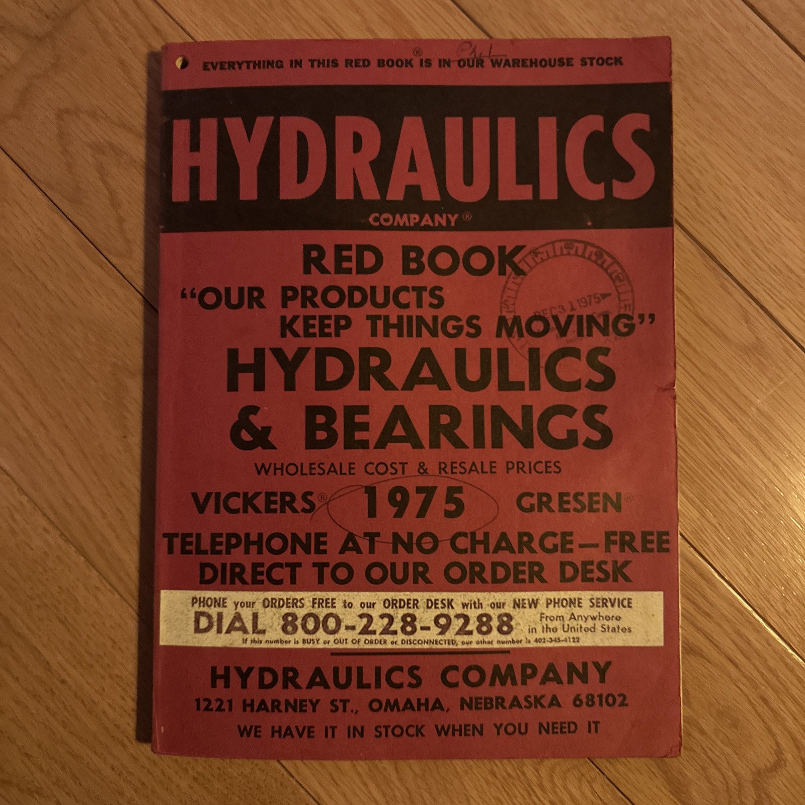 Hydraulics Company Red Book Hydraulics & Bearings Paperback Book catalog….