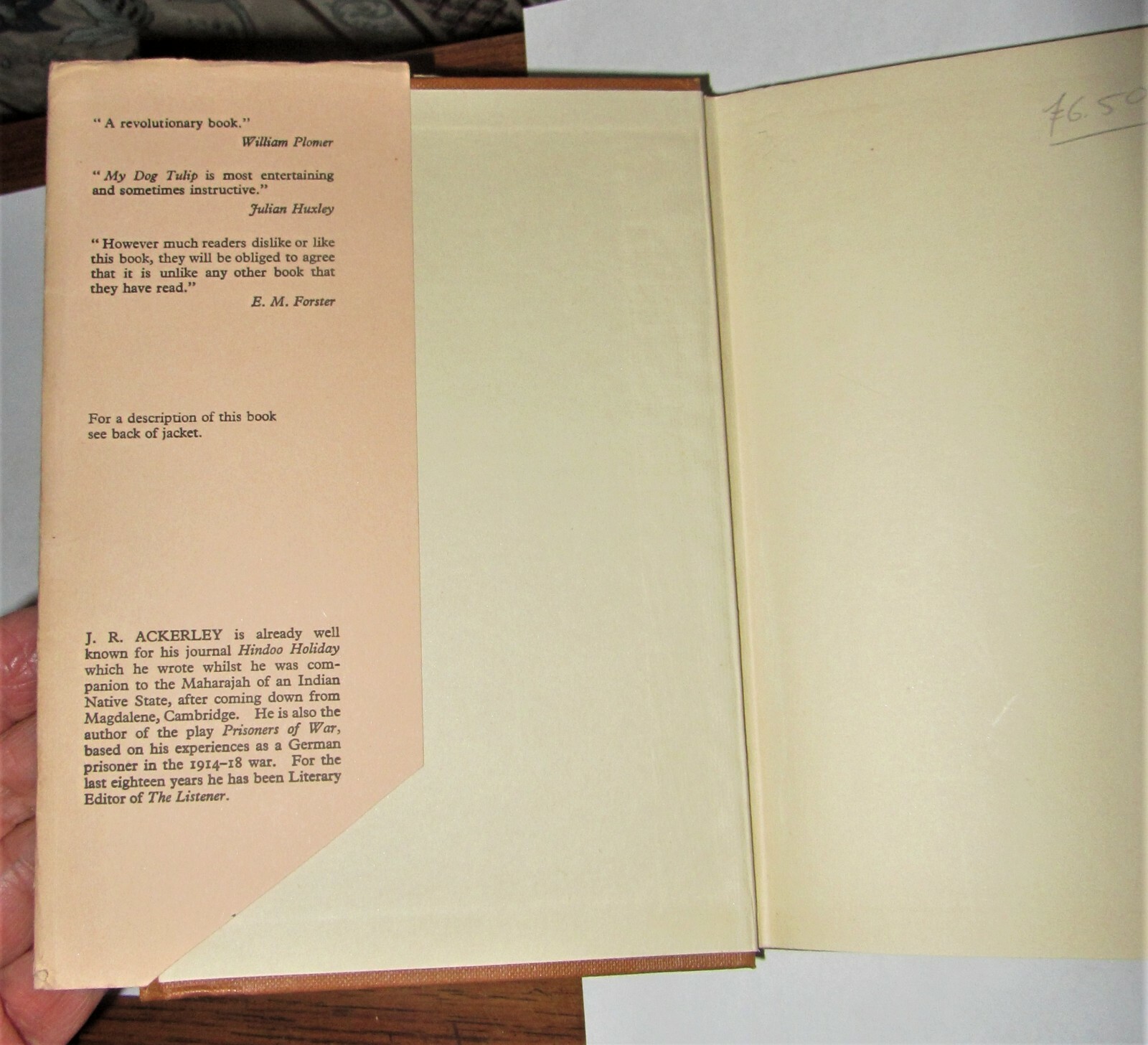 My Dog Tulip 1956 Hard Back w Jacket J. R. ACKERLEY 1st Ed Print Alsatian Dog
