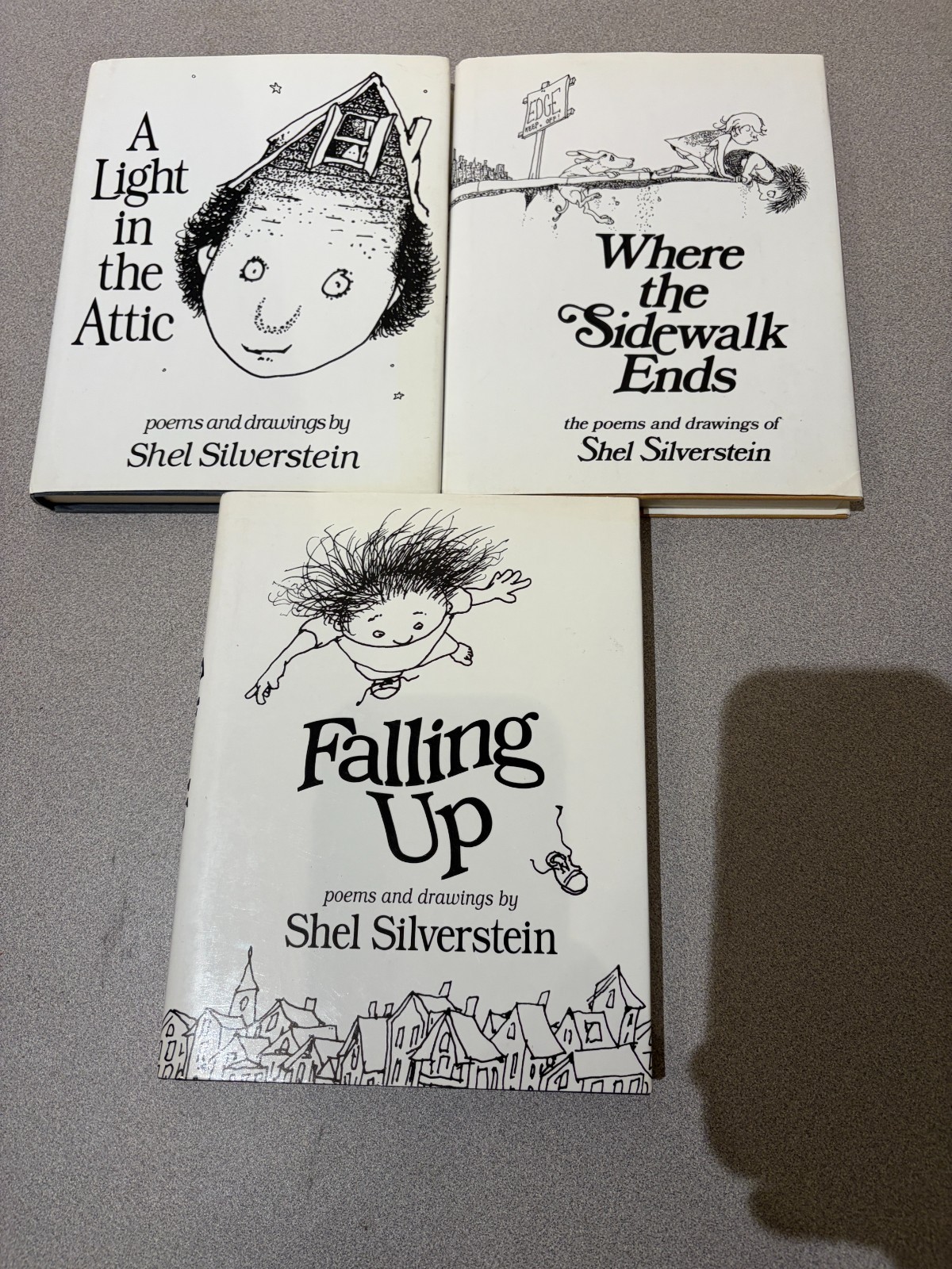 3 Shel Silverstein Book Lot Where the Sidewalk Ends A Light In The Attic Falling