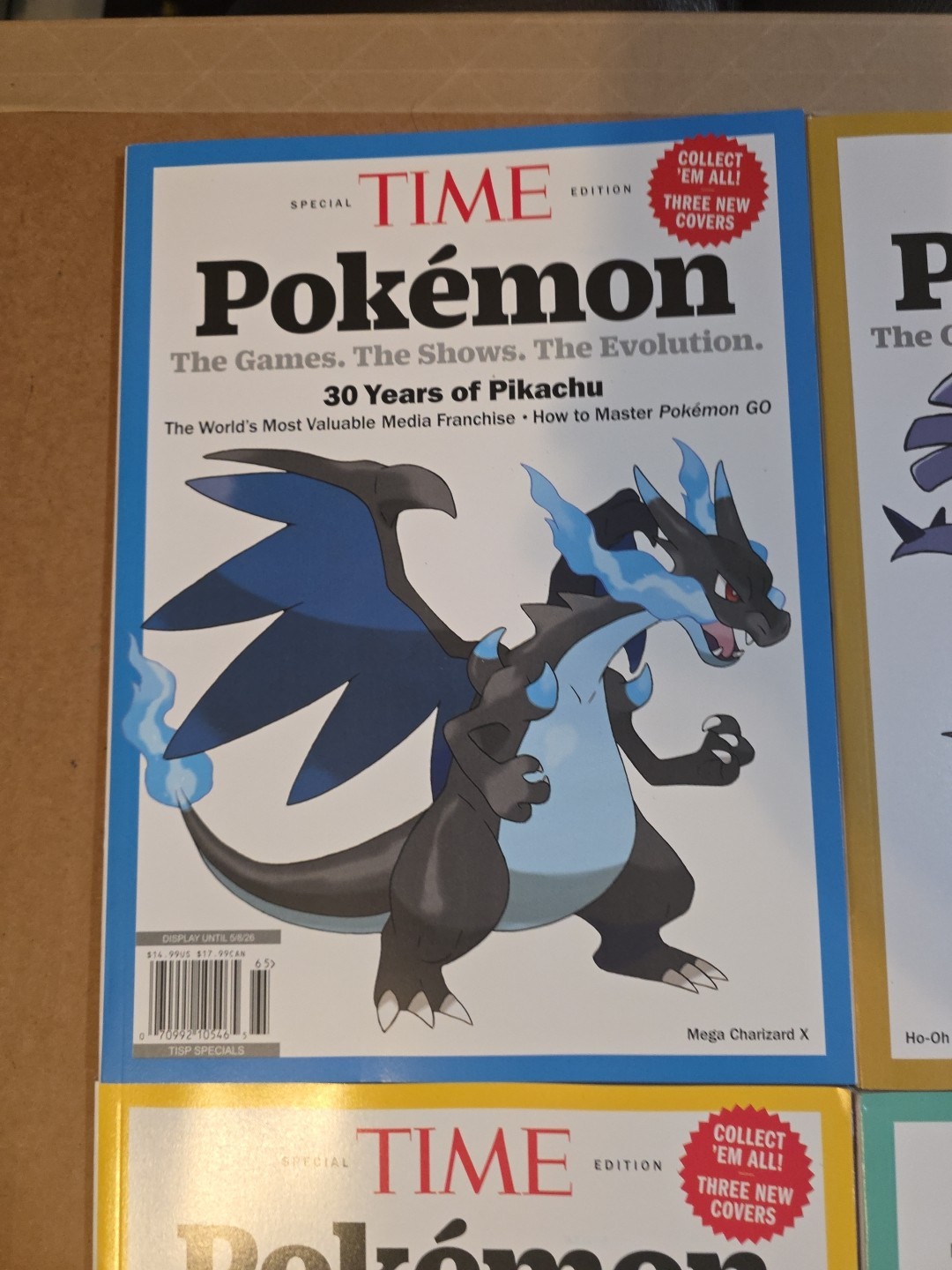 Pokemon Time Magazine Lot Of 4 Pikachu, Rayquaza, Lugia Ho Oh, Mega Charizard