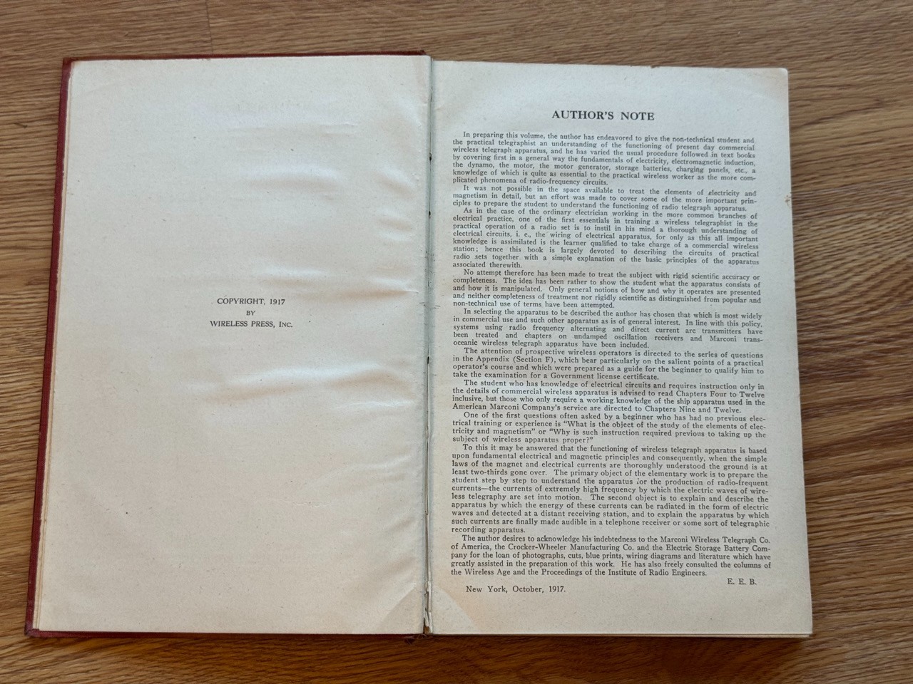 1917 Edition Practical Wireless Telegraphy by Elmer E.Bucher