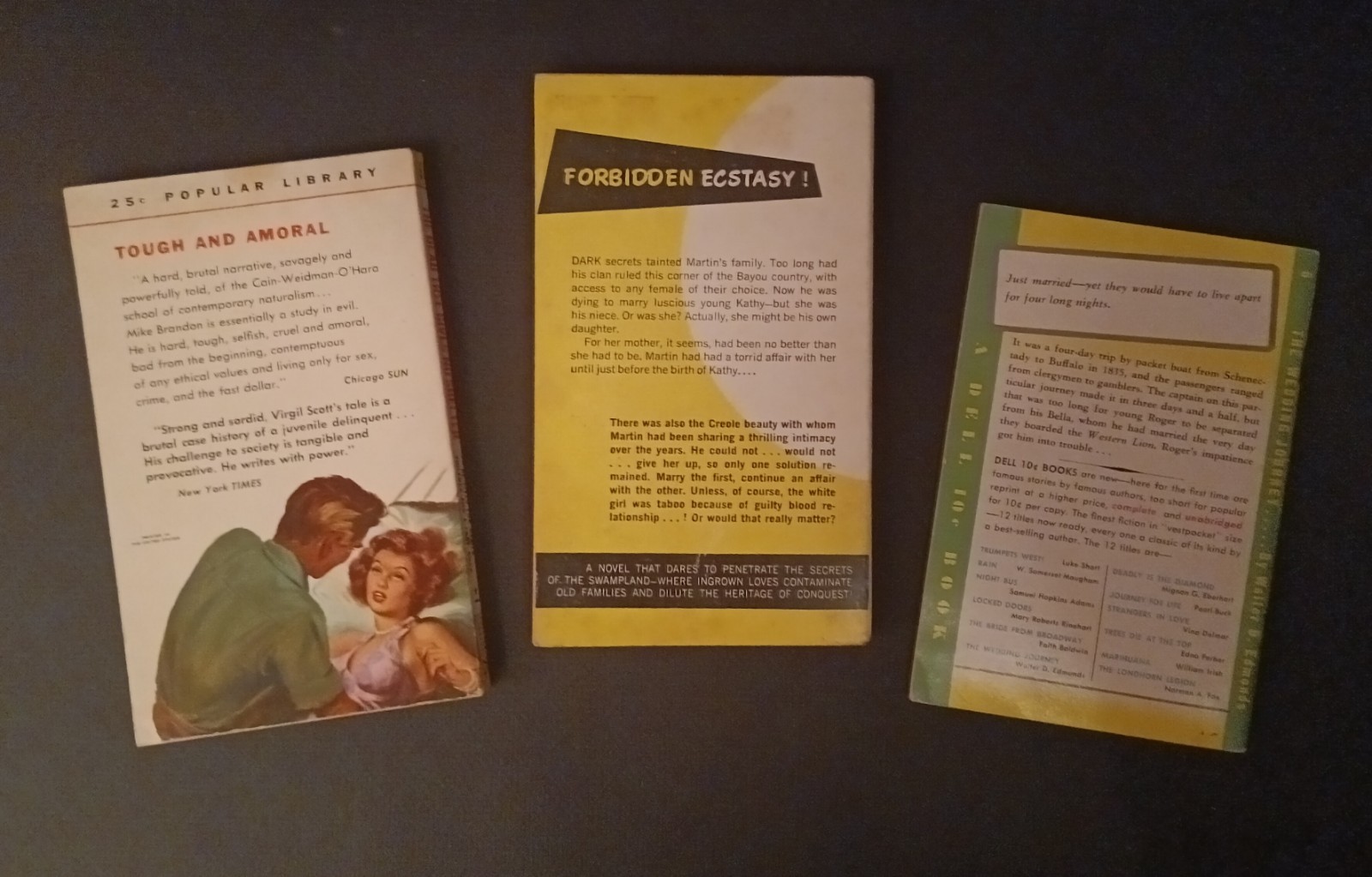 Lot of 3 1940s, 1950s Vintage Paperback novels. GGA. Beacon, Dell 10 cent. Nice
