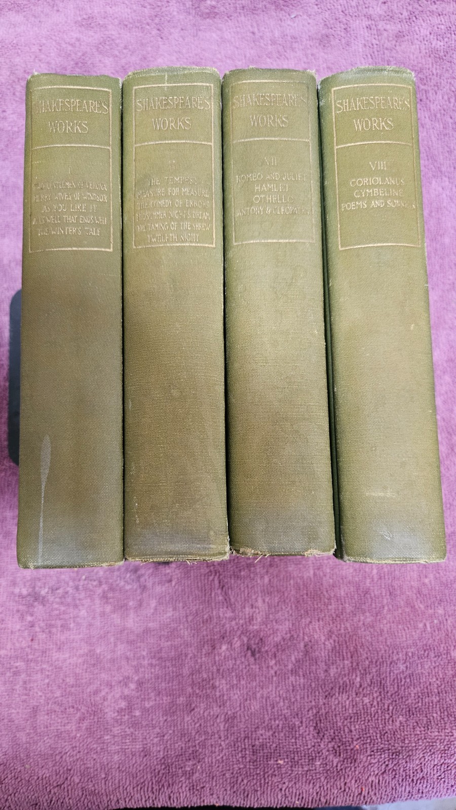 § Shakespeare’s Works: Vol 1,2,7 & 8 • VTG 1901 HC