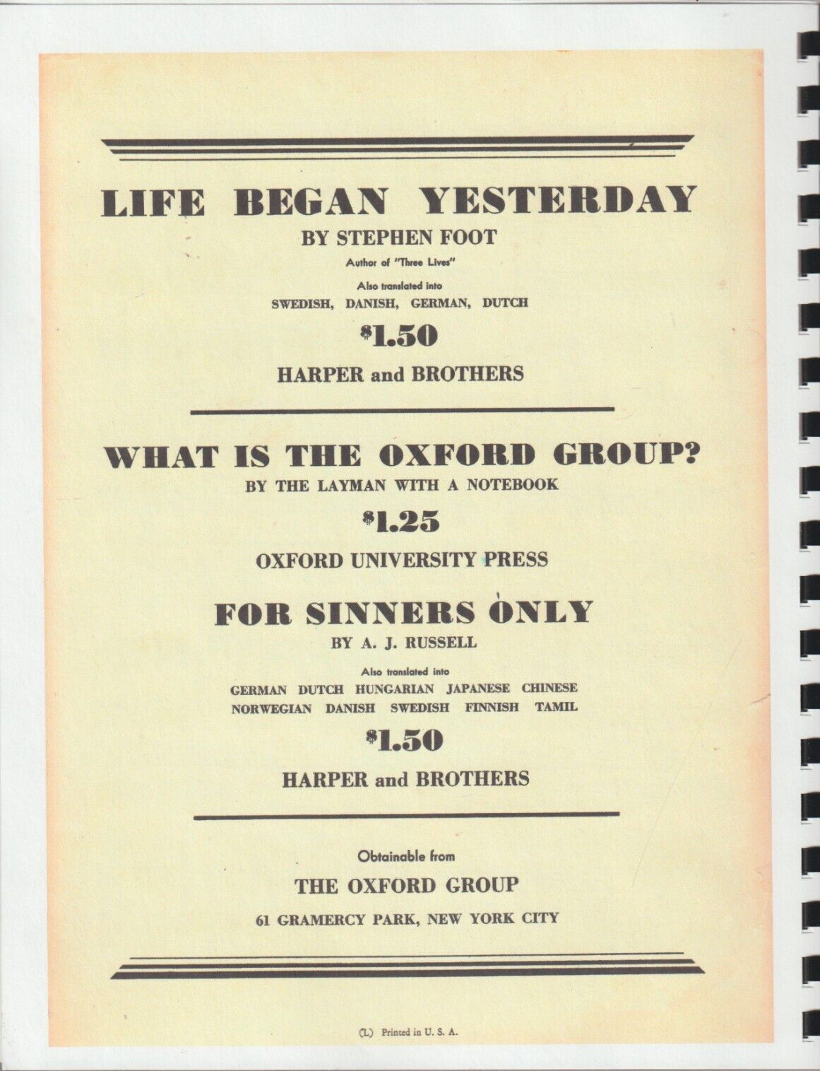 The Bridgebuilders, A Song of the Oxford Group, 1936 reprint