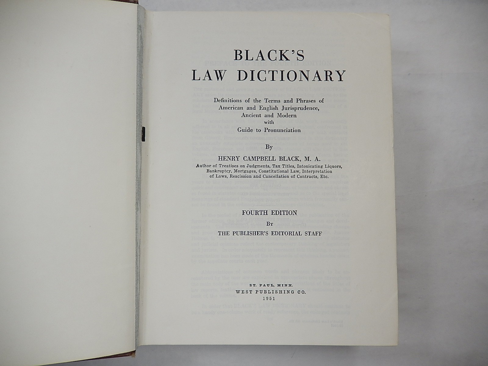 Black’s Law Dictionary, Deluxe Fourth Edition, 1957, Guide in Pronunciation